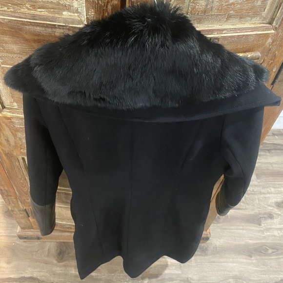 Rudsak Women's Long Coat with Leather and Removable Natural Fur Collar - Picture 2 of 7